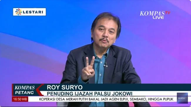 Arsip. Roy Suryo selaku penuding ijazah palsu Presiden ke-7 RI, Joko Widodo (Jokowi) dalam dialog Kompas Petang, Kompas TV, Selasa (20/5/2025). (Sumber: Tangkapan layar Kompas TV)